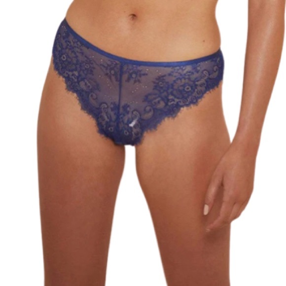 BNWT WOLF & WHISTLE Millie Eyelash Lace Brief Blue size 16 - Picture 7 of 8